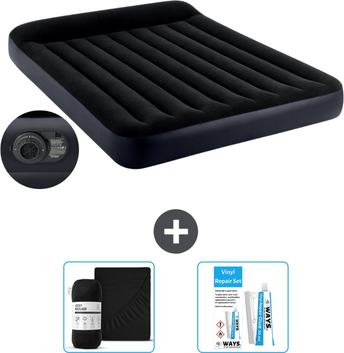 Intex Luchtbed - 2-Persoons - 152 x 203 x 25 cm - Blauw - Inclusief pomp - Accessoires CB18