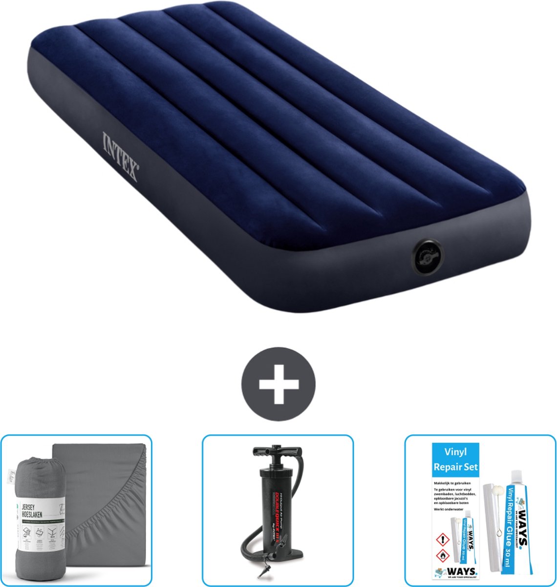 Intex Luchtbed - 1-Persoons - 76 x 191 x 25 cm - Blauw - Inclusief Accessoires CB11
