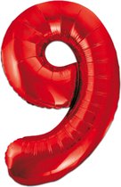 LUQ - Cijfer Ballonnen - Cijfer Ballon 9 Jaar rood XL Groot - Helium Verjaardag Versiering Feestversiering Folieballon
