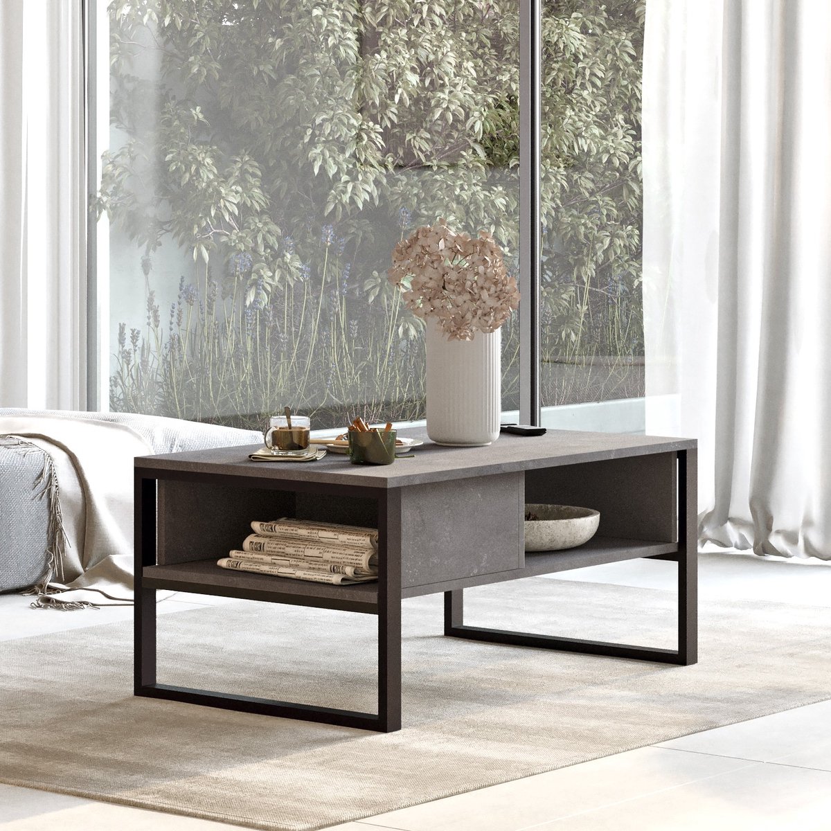 Skye Decor , Salontafel, ELA34-RG, Gemelamineerde spaanplaat, Zilver, 100 x 59,7 x 44,4 cm Antraciet