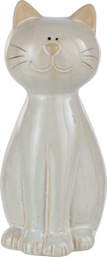 J-Line figurine Chat Assis - porcelaine - beige - large