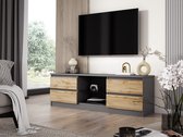 Meubel Square - TV meubel TOLUCA - Eiken / Antraciet - TV kast met 4 laden