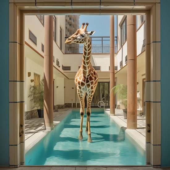 Glasschilderij 80x80x0.4 Giraffe