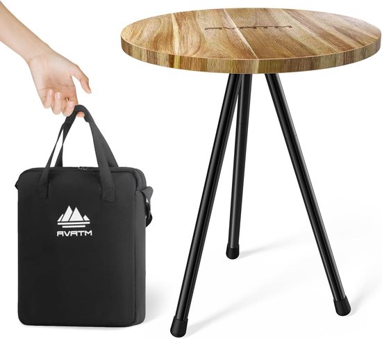 MTRVR Kampeertafel inklapbaar, kleine campingtafel met belasting 170 kg, draagbare oprolbare aluminium opvouwbare tafel met draagtas voor buiten, picknick, camping, zwart