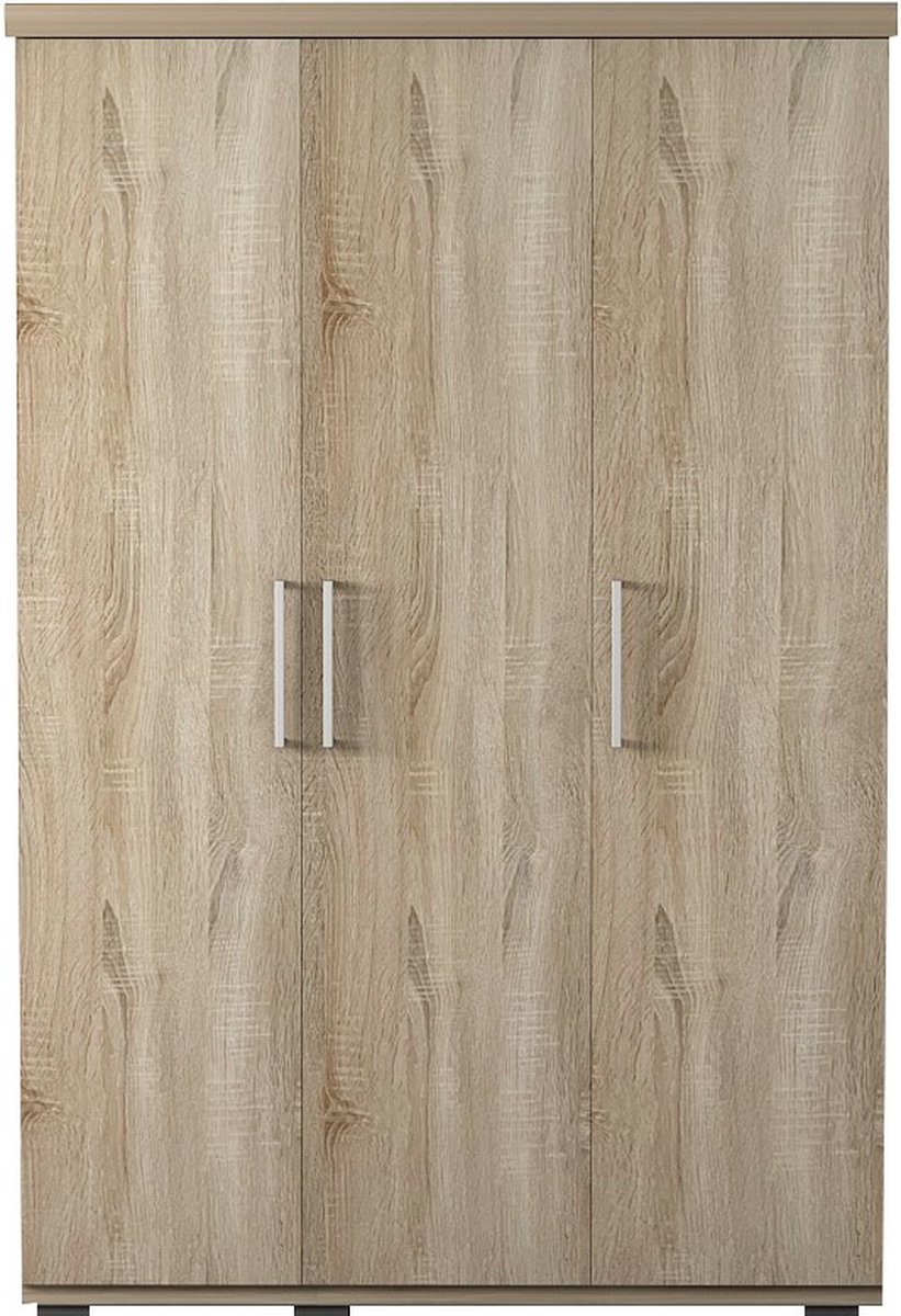 Interiax Kledingkast 'Mila' – 3 Deuren, 1 Hanger & 3 Legplanken | Sonoma Eik | 183x120x52cm