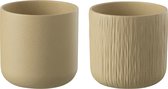 J-Line bloempot Gen - keramiek - beige - XXL - 2 stuks - Ø 26.5 cm
