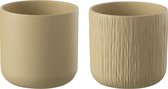 J-Line bloempot Gen - keramiek - beige - XXL - Ø 26.50 cm - 2 stuks