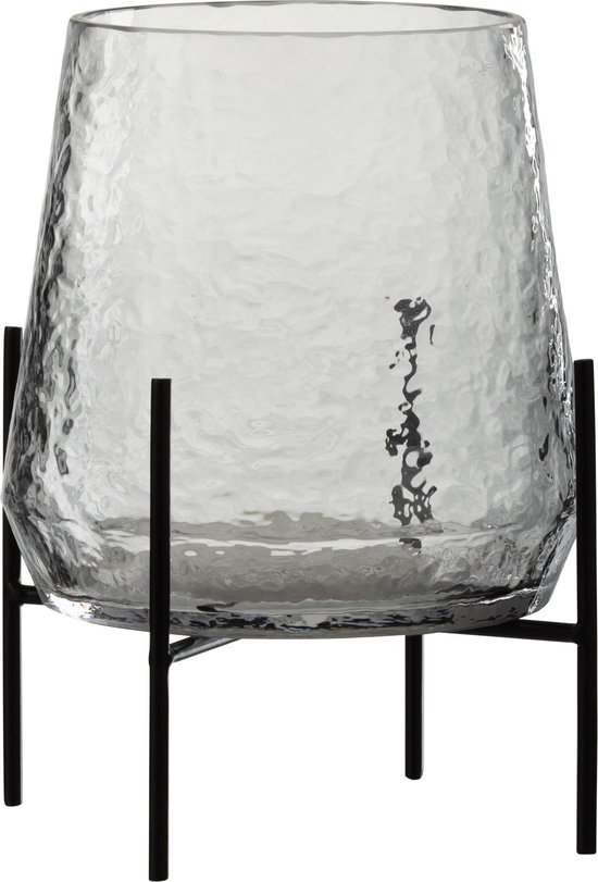 J-Line Vase + Pied Irregulier Verre Transparent/Noir Small