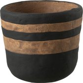 J-Line Cachepot Kenia Ceramique Noir/Marron Medium
