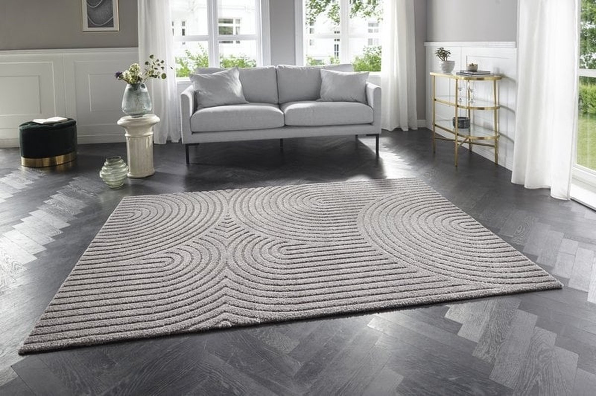 flycarpets Elle Decoration - Modern Design Vloerkleed - Zacht Laagpolig - 3D Effect -Grijs - 120x170 cm