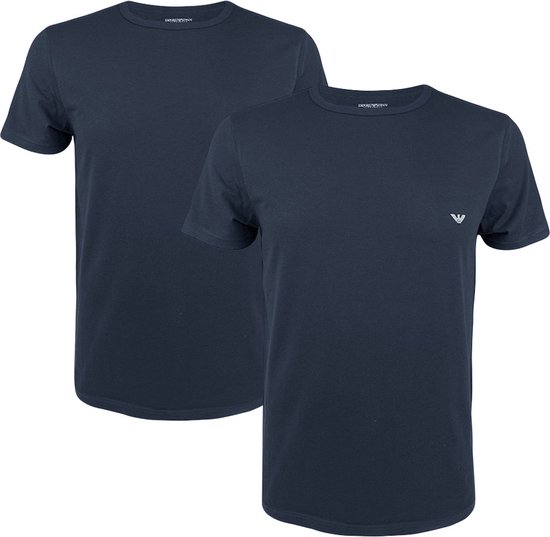Emporio Armani 2P O-hals shirts stretch blauw - XL