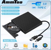 AMMTOO Externe DVD-Speler – USB 3.0 Draagbaar – +/-RW voor CD-ROM Brander Compatibel met Laptop & Desktop
