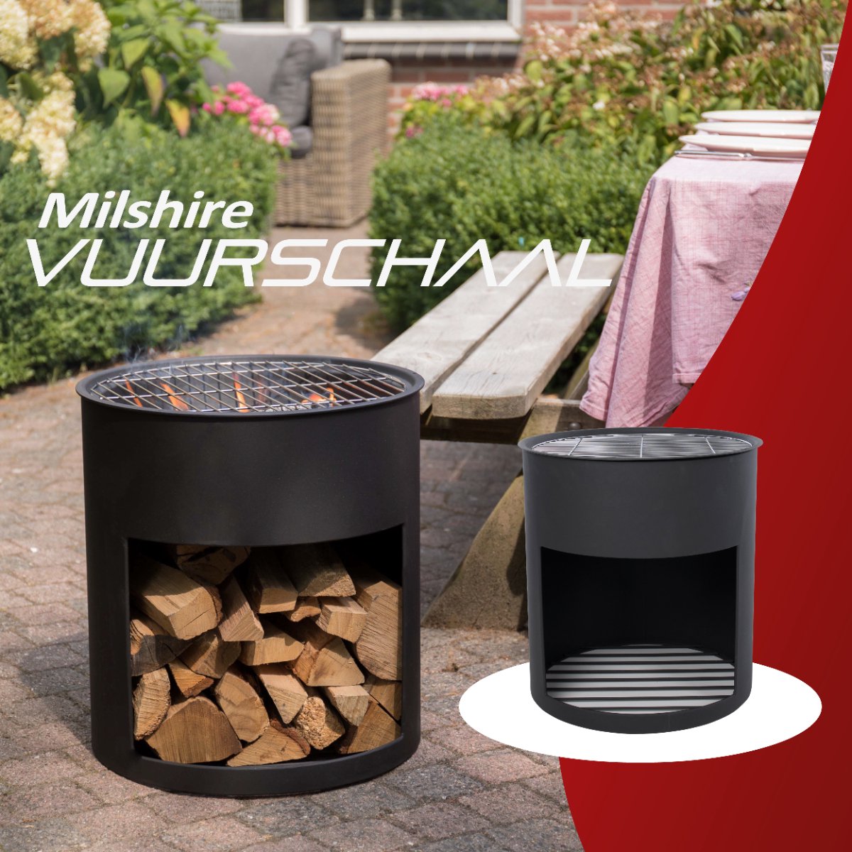 RedFire Milshire Fire Bowl - Ø 45 cm - Black