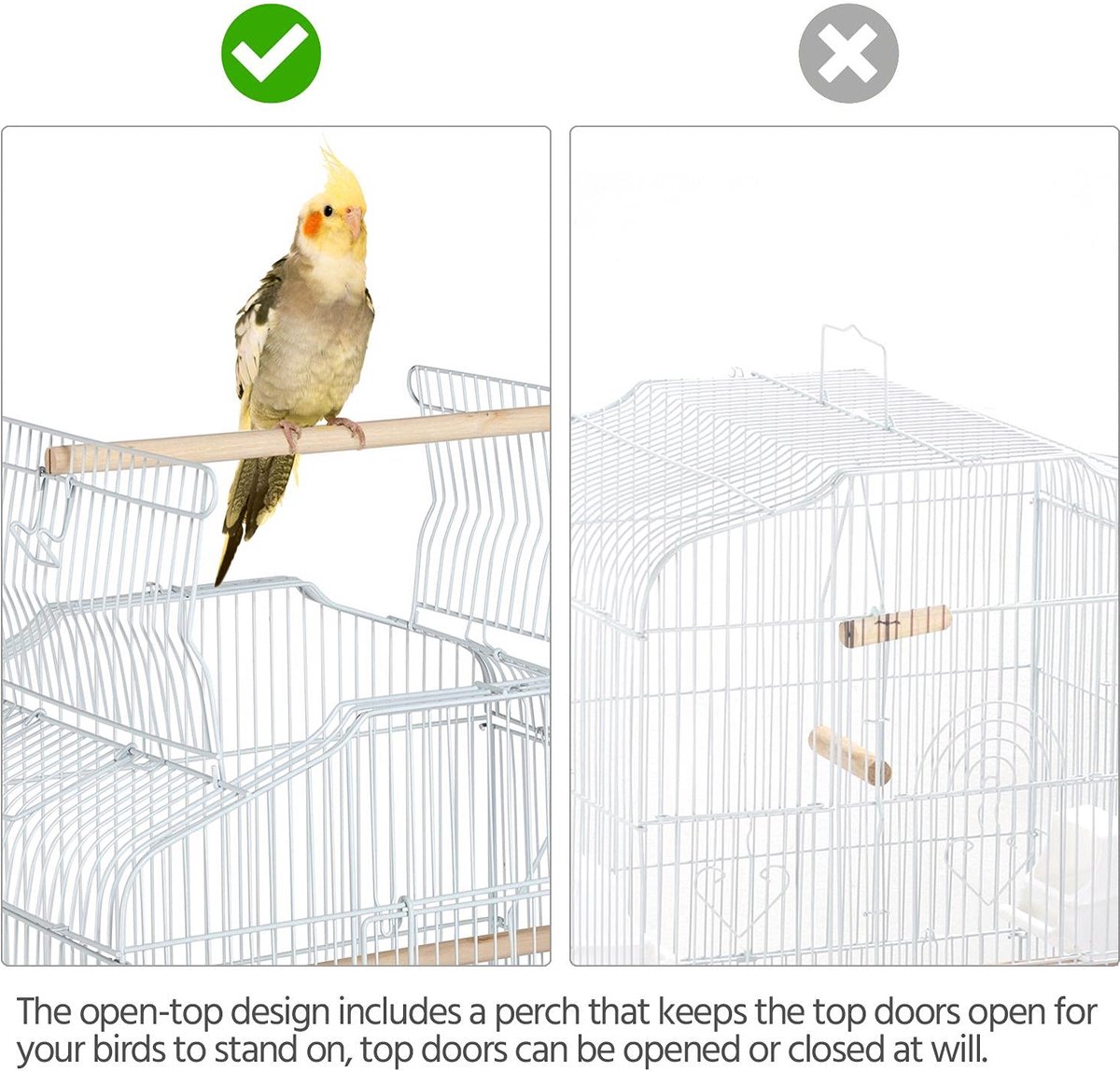 FURNIBELLA Vogelkooi vogelvolière dierenkooi vogelhuis voor papegaai golvenkiet 46 x