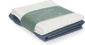 Organic Home Luxe set Theedoek Tundra White + Keukendoek Forest Blue GOTS van 65 x 65 cm , Handdoek van 100% biologisch katoen