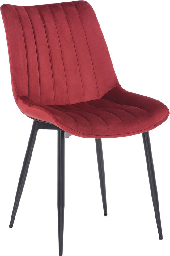 In And OutdoorMatch Stoel Rebeca - Rood - Eetkamerstoel - Fluweel - Hoge kwaliteit bekleding - Stijlvolle stoel - Moderne eetkamerstoel - Decoratieve look