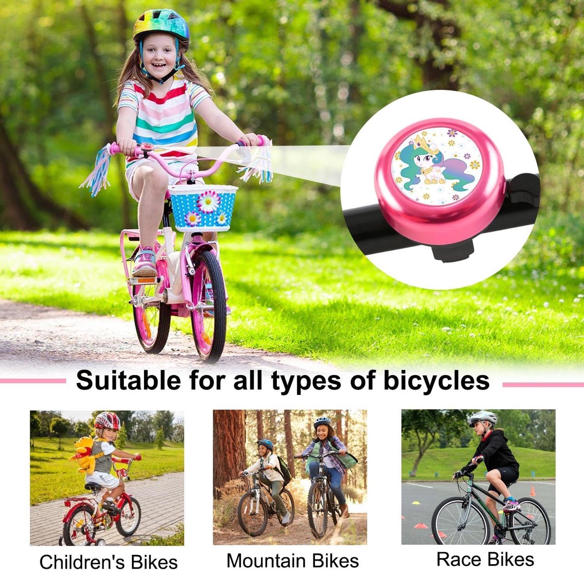 Campanello Per Bici Bambini - Sonnette Colorate Con Design Carino E Suono Forte - Foto 2