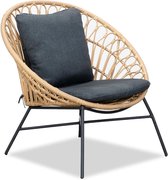 BUITEN living Cancun loungestoel tuin | wicker + RVS | bamboe antraciet