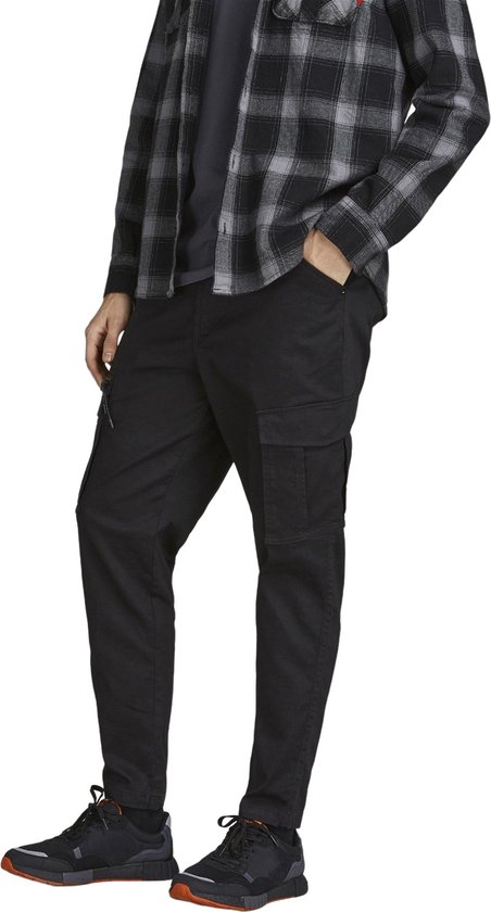 JACK & JONES Ace Dex Tapered loose fit - heren cargo broek - zwart - Maat: 28/32