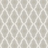 Etnisch behang Profhome 961972-GU textiel behang gestructureerd met ruitvormig patroon mat beige crèmewit 5,33 m2