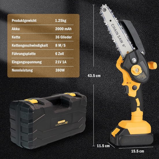 Mini tronçonneuse - Mini tronçonneuse avec batterie - Batterie Mini tronçonneuse - Batterie tronçonneuse - Scie à arbre