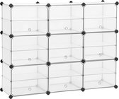 In And OutdoorMatch Cube rack Juvenal - avec porte - étagère à chaussures - système d'étagères en plastique - avec séparateurs - maillet en caoutchouc - blanc - 123x31x93cm