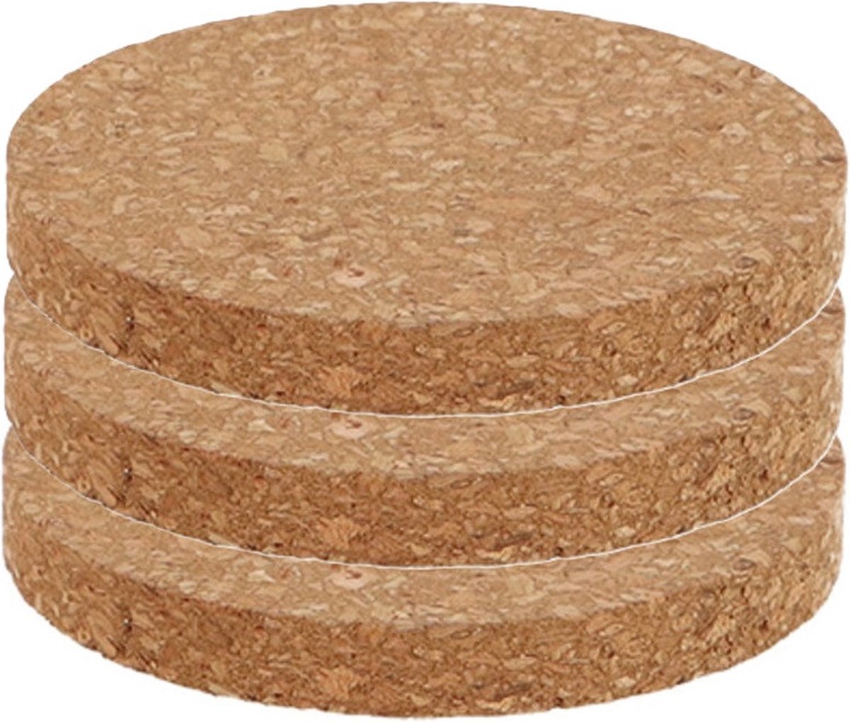 Esschert Design plantenpot onderzetter - 3x - van kurk - D10 x 1 cm - voorkomt kringen - vloer bescherming