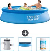 Intex Rond Opblaasbaar Easy Set Zwembad - 305 x 76 cm - Blauw - Inclusief Zwembadfilterpomp - Afdekzeil - Chloor