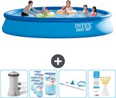 Intex Rond Opblaasbaar Easy Set Zwembad - 457 x 84 cm - Blauw - Inclusief Pomp Filters - Schoonmaakset - Testrips
