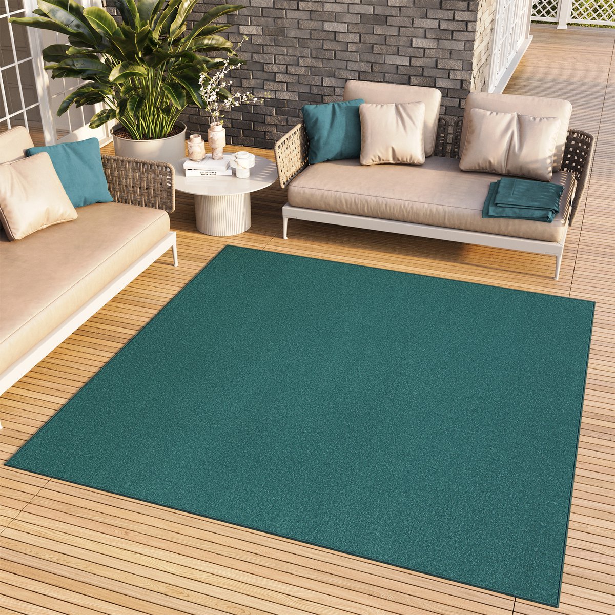 Tapiso Mono Square Vloerkleed Donker Blauw Laagpolig Vierkant Tapijt Maat- 120x120