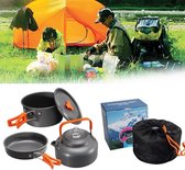 Camping kookgerei kit outdoor aluminium lichte camping pot pan kookset voor camping wandelen opvouwbare campingpotten (oranje)