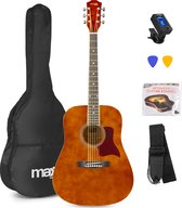 Akoestische gitaar voor beginners - MAX SoloJam Western gitaar - incl. gitaar stemapparaat, gitaartas en 2x plectrum - Bruin (hout)