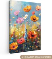 Canvas schilderij 40x60 cm - Wanddecoratie Bloemen - Natuur - Botanisch - Kunst - Muurdecoratie woonkamer - Slaapkamer decoratie - Kamer accessoires - Schilderijen