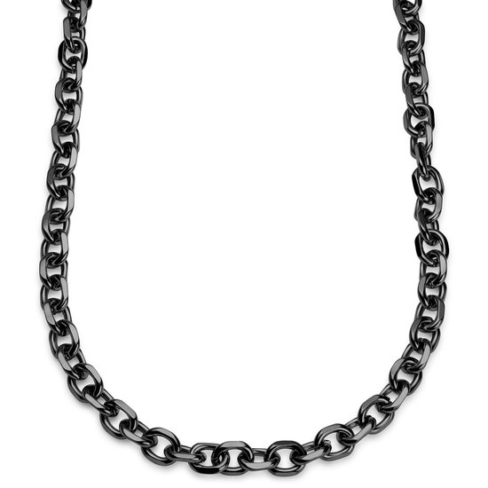 Essentials | 12 mm Gunmetal Zwarte Ketting met Kabelschakels