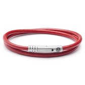 Collins | Bracelet en cuir lisse rouge