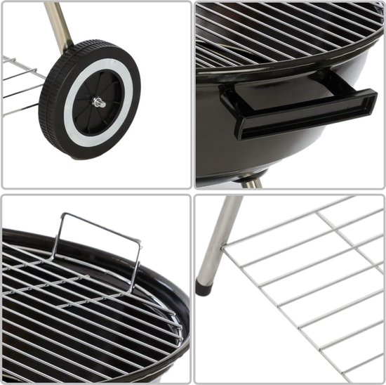 Houtskoolgrill met Accessoires 50cm x 49cm x 73cm Zwart/Zilver - Inclusief Grillrooster Barbecue — afbeelding 4