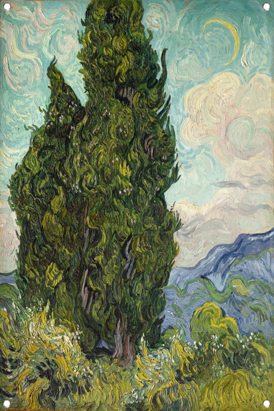 Cypresses - Vincent van Gogh posters - Cipres posters - Tuinposters Oude meesters - Buiten decoratie - Tuin schilderij - Tuindecoratie muurdecoratie tuinposter 70x105 cm