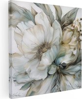 Artaza Canvas Schilderij Kunstwerk van een Witte Bloem op een Witte Achtergrond - 90x90 - Groot - Foto Op Canvas - Canvas Print