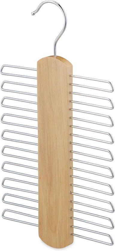 Stropdashanger voor 20 stropdassen - Stropdashouder voor kledingkast - Riemenhanger van hout - Natuurkleurig Kledingkast