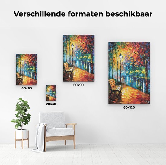 Artaza Peinture sur toile représentant un banc sous la pluie - 60 x 90 - Décoration murale - Photo sur toile - Impression sur toile