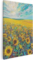 Artaza Peinture sur toile représentant des tournesols dans un champ - 40 x 60 - Décoration murale - Photo sur toile - Impression sur toile