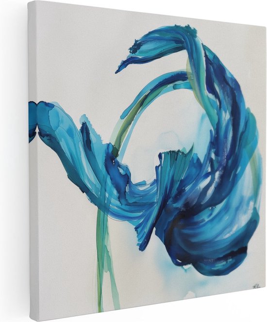 Artaza Canvas Schilderij Abstract Kunstwerk van een Blauwe Bloem - 60x60 - Muurdecoratie - Foto Op Canvas - Canvas Print
