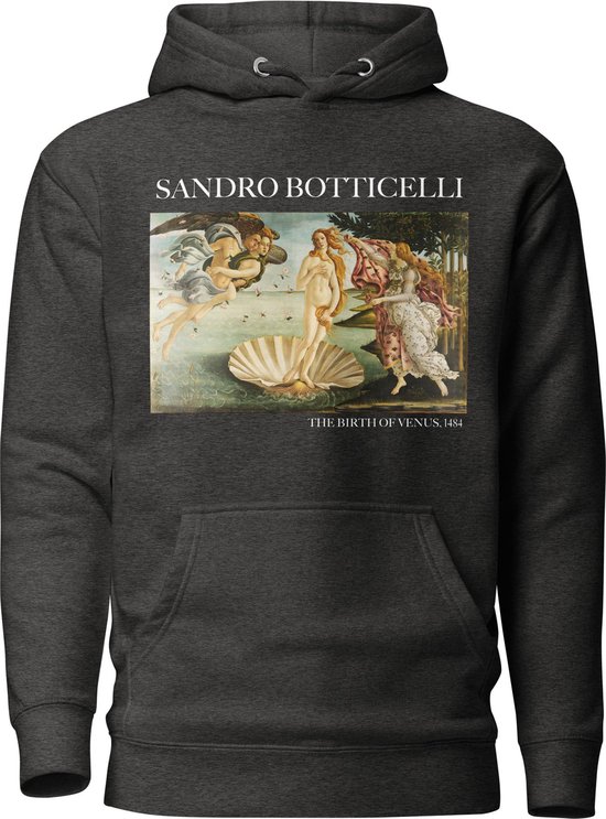 Sandro Botticelli 'De Geboorte van Venus' ("The Birth of Venus") Beroemd Schilderij Hoodie | Unisex Premium Kunst Hoodie | Charcoal Heather | M