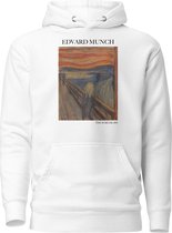 Edvard Munch 'De Schreeuw' ("The Scream") Beroemd Schilderij Hoodie | Unisex Premium Kunst Hoodie | Wit | XL
