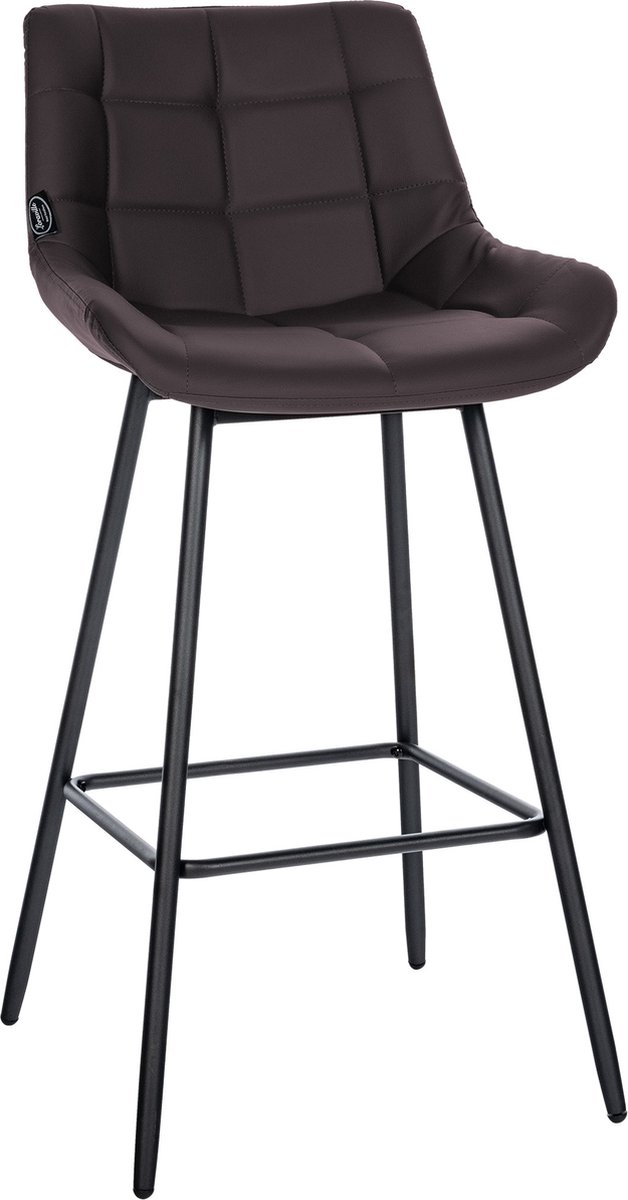 CLP West Barkruk - Met rugleuning - Voetsteun - Metalen frame - zwart/bruin