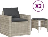 vidaXL - 4-delige - Loungeset - met - kussens - poly - rattan - lichtgrijs