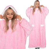 Springos Oversized Fleece Deken/Trui - Oversized Deken - Oversized Trui - Hoodie - Capuchon - Roze