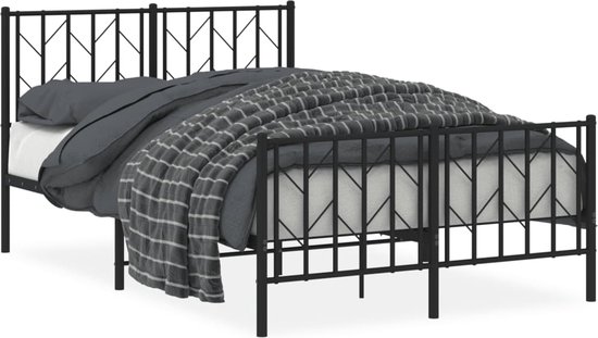 vidaXL-Bedframe-met-hoofd--en-voeteneinde-metaal-zwart-120x200-cm