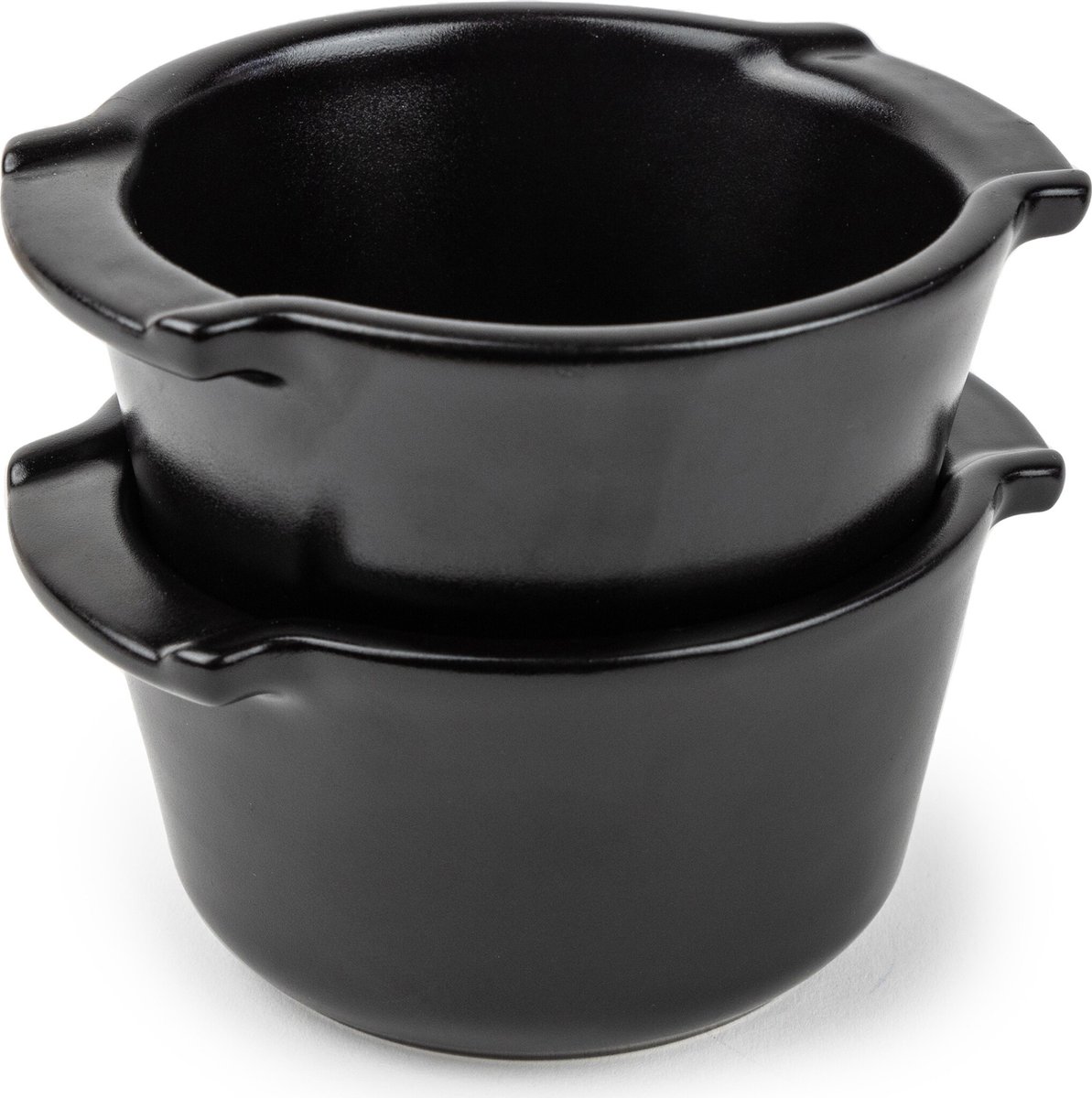 Peugeot Appolia Set Van 2 Ovenschalen - 0,20 L - Satijnzwart - Keramiek