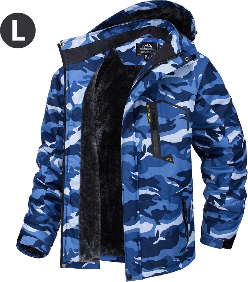 Livano Winterjas Voor Heren Parka Winter Jas Volwassen /Camouflage Blauw